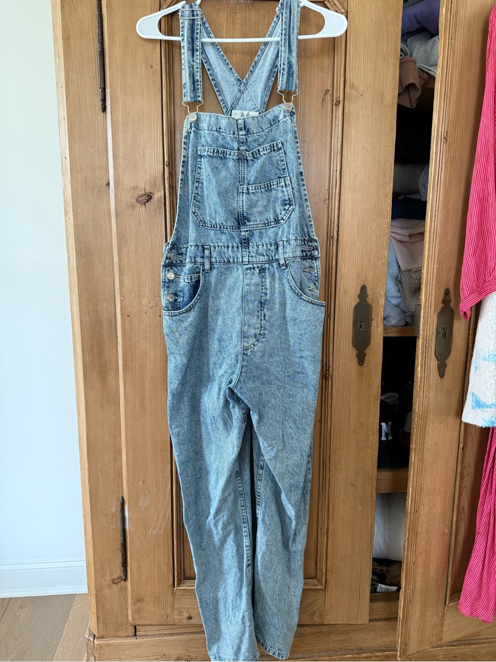 We The Free faded blue denim overalls